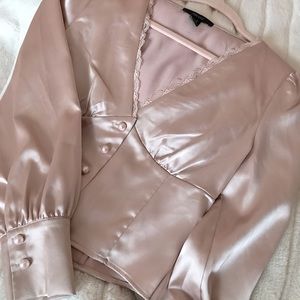 Pink satin blouse